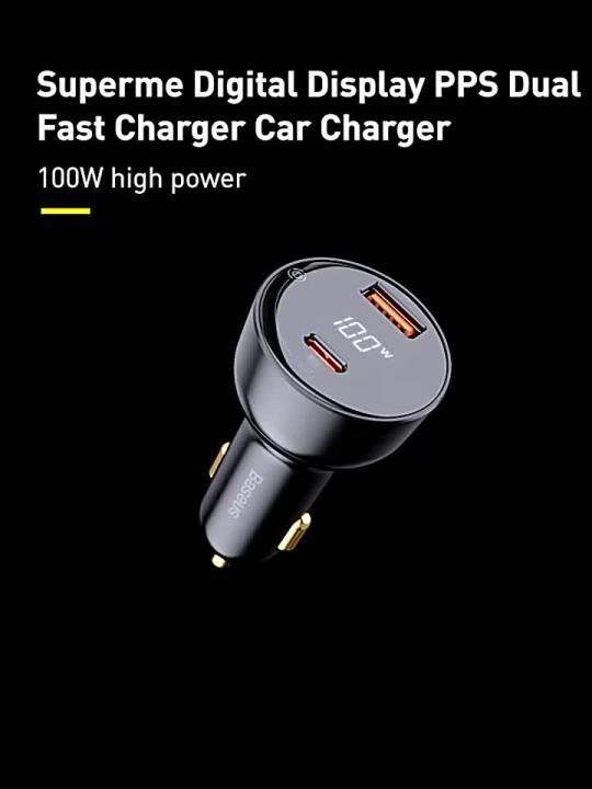 Baseus 100W USB C Car Charger Quick Charge 4.0 PD 3.0 USB Type C Fast