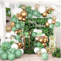 119Pcs R สีเขียว Confetti Chrome Metallic Gold ลูกโป่งสีขาว Garland Arch Kit Baby Shower Happy Birthday Ballons Decorations