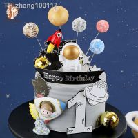 Universe Stars Rocket Astronaut Moon Happy Birthday Letter Decoration Cake Topper Dessert for Childrens Day Lovely Gifts