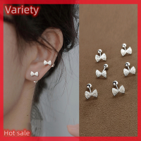 Variety ✨Hot Sale✨ ต่างหูหมุดเซอร์คอนโบว์โบว์1คู่สำหรับผู้หญิงกระดูกอ่อนหูเจาะเล็บหูเครื่องประดับของขวัญ