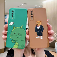 สแควร์ซิลิโคนเหลว Case สำหรับ Samsung Galaxy A50 A50s A30s โทรศัพท์ Case น่ารักไดโนเสาร์อะนิเมะทาสี Soft TPU ปกหลัง