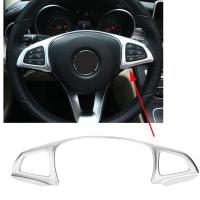 Car Steering Wheel Cover Frame Trim Decorative Sticker Silver Chrome for Mercedes Benz E W213 C W205 GLC X253 2015 2016-2018