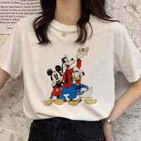 Disney Clic เพื่อน Mickey และ Gang Donald Duck Goofy กราฟิกผู้หญิง Tshirt Harajuku ตลก T เสื้อการ์ตูนสบายๆเสื้อยืด S-5XL