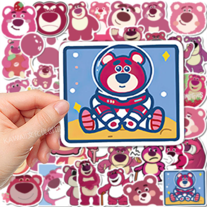 50-cartoon-strawberry-bear-stickers-laptop-guitar-vacuum-cup-luggage-waterproof-without-leaving-stickers-painting