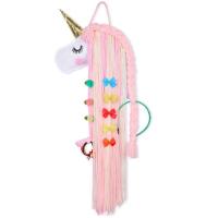 Unicorn Hair Clips Storage Organizer Wall Hanging Decor Hair Bow Holder For Girls Room Decor Aesthetic Wall Art Bohemian Tassel