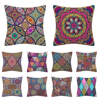 【CW】 Mandala Pattern Cushion Cover 45X45 Ethnic Covers Polyester Print Pillowcase Sofa