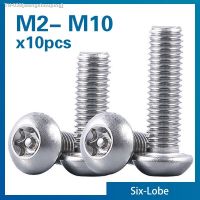 ✆❒ 10pcs/lot M2 M2.5 M3 M4 M5 M6 M8 M10 A2-70 Stainless Steel Torx Button Head Tamper Proof Seecurity Screws