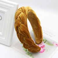 2021Levao Wide Velvet Headband Head Bezel Hair Accessories for Women Handmade Braided Hair Hoop Gold Thick Headbands Girls Headwear