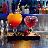 【CW】▫✆  Slanted Cup Cocktail Goblet Lead-Free Glass Cups beatiful pretty heart-shaped Glasses