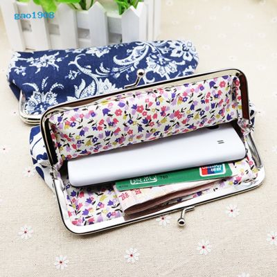 Gao+Women Ethnic Printed Long Buckles Canvas Wallet Card Keys Purse Clutches Bag