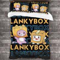 1 Lankybox Foxy Boxy ชุดเครื่องนอนเดียวคู่เตียงคิงไซส์ควีนเต็มรูปแบบชุดปลอกผ้านวมเด็กการ์ตูนห้องนอนทุกฤดูกาล