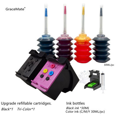 GraceMate 652XL Ink Cartridge Replacement for HP 652 XL for HP Deskjet 1115 1118 2135 2136 2138 3635 3636 3835 4535 Refill Ciss
