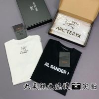 Arcteryx 23เสื้อยืดพิมพ์ลายซิลิก้าเจลลายนกสำหรับผู้ชายและผู้หญิงพร้อมเสื้อยืดขนาดใหญ่ทรงหลวมแขนสั้น2023แคนาดา