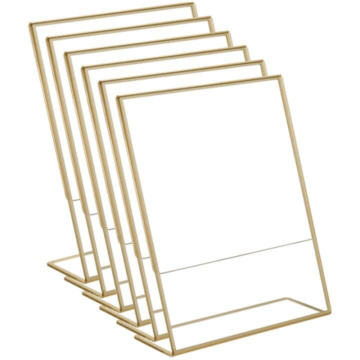 Acrylic Gold Frame, Slanted Back Table Sign Holder for Wedding Table