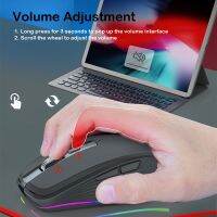 FMOUSE M303 Wireless Mouse Type-C Bluetooth&amp;2.4G Rechargeable RGB Mouse With USB Receiver 4 Level DPI Adjustable Volume