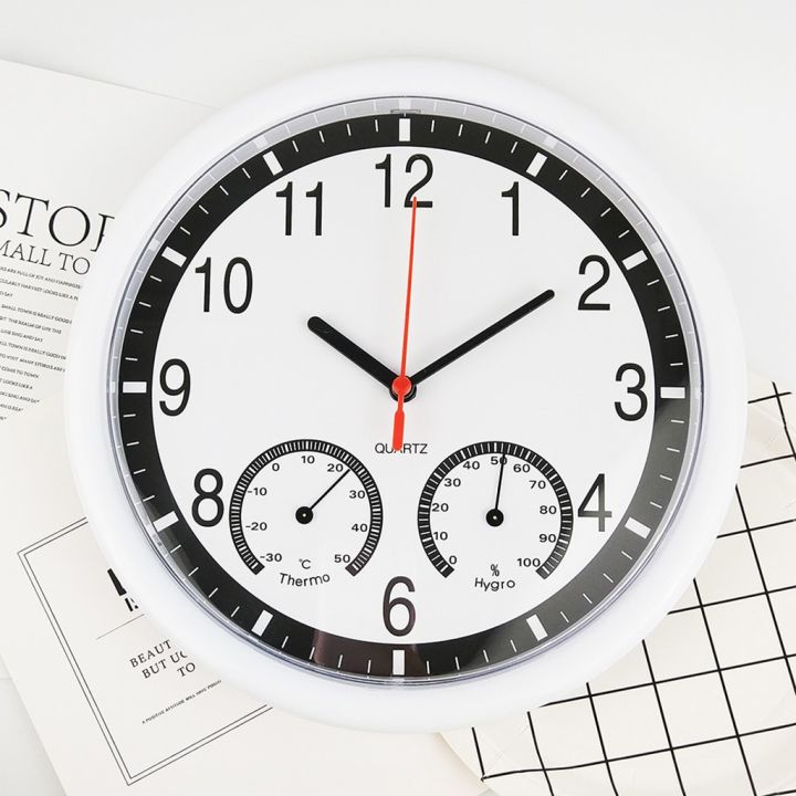 นาฬิกาแขวนผนังควอทซ์คลาสสิกสมัยใหม่พร้อมจอแสดงความชื้นในเครื่องตกแต่งฝาผนังทรงกลม-clock10ทันสมัย