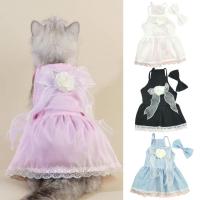 1 Set Pet Wedding Dress Polyester Pet Dress Breathable Camellia Flower Decor Pet Dog Cat Princess Dress Pet Supplies Dresses