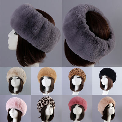 u2y7 1PC แฟชั่นกลางแจ้งสกีหมวก Faux FUR อุ่นรัสเซียหมวกหนา Fluffy ที่ว่างเปล่าหมวก Headband หญิงฤดูหนาว Earwarmer