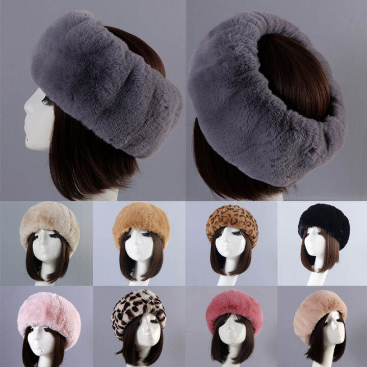 u2y7-1pc-แฟชั่นกลางแจ้งสกีหมวก-faux-fur-อุ่นรัสเซียหมวกหนา-fluffy-ที่ว่างเปล่าหมวก-headband-หญิงฤดูหนาว-earwarmer