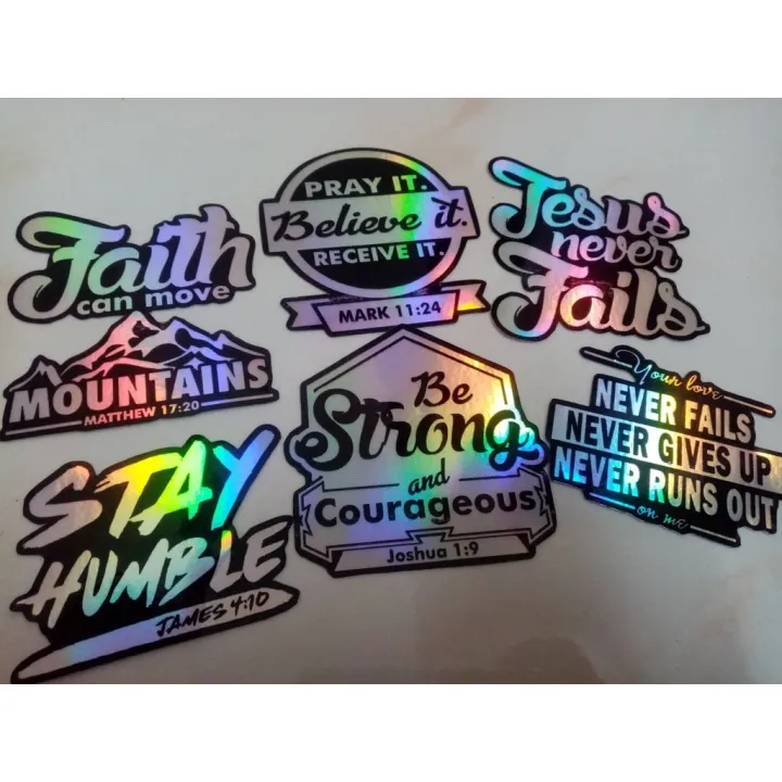 Spot 6pcs Bible Verse HOLOGRAM Waterproof Stickers (Batch 1) Lazada PH