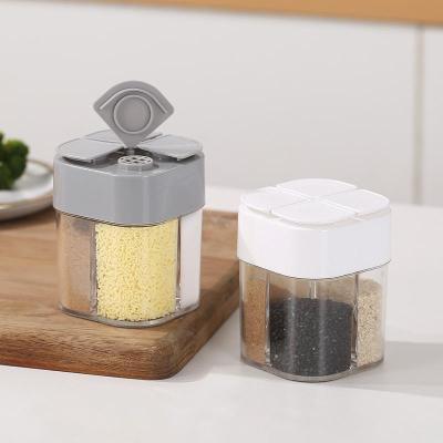 【cw】4-compartment Seasoning Salt And Pepper Shakers Spice Jars Container Seasoning Pot Salt Pot Kitchen Household Organizer ！