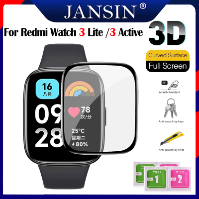 Jansin ฟิล์ม Redmi Watch 3 Lite เคสกันรอยหน้าจอ ฟิล์มกันรอย 3D สำหรับ Redmi Watch 3 Active สมาร์ทวอทช์ รัดข้อมือสายฟิล์ม