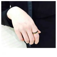 --ckjz230713▽ Small buddhist monastic discipline Ck ring couples dont rub off ring fashion joker black gold titanium steel ins valentines birthday