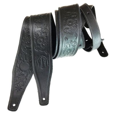 ‘【；】 Embossed Guitar Strap Black Adjustable Guitar Strap Musical Instrument Strap Musical Instrument Accessories