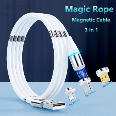 Magic Rope Magnetic Cable Fast Charging For iphone 13 Xiaomi Micro USB Type C Cable Self Winding Phone Charger Cord Magnet Wire Cables  Converters