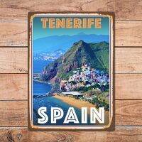 Vintage Tenerife สเปนป้ายโลหะดีบุก Retro Travel โปสเตอร์สำหรับ Home Room Wall Decor