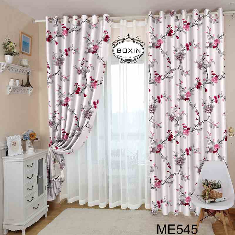 1 Pcs/pack 120 * 200cm Modern Colorful Pattern Hook/Ring Type Semi Blackout Shading Curtain Langsir F Bedroom/living