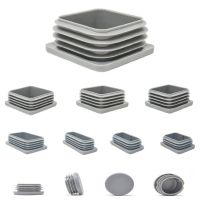 hotx【DT】 12Pcs Gray Blanking End Caps Tube Pipe Bed Inserts Plug Table Leg Dust Cover Floor Protector Feet