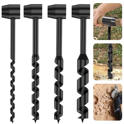Bushcraft Outdoor Survival Hand Drill Carbon Steel Manual Auger Drill Manual Survival Drill Bit Self-Tapping Wood Punch Tool