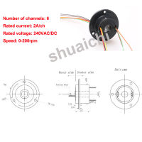 1PC Mini 6ลวด FSH ช่อง2A 10Mm Hollow Slip Ring Conductive Electric Slipring Rotary Joint Connector 240V Acdc