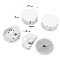 4Pcs 27mm Round Glass Clamp Mirror Fixing Clips Holder Zinc Alloy Bathroom Toilet Home Hardware Supporting Thickness 3-5mm Wall Stickers Decals