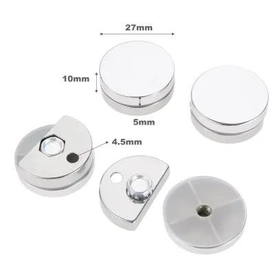 4Pcs 27mm Round Glass Clamp Mirror Fixing Clips Holder Zinc Alloy Bathroom Toilet Home Hardware Supporting Thickness 3-5mm Fuel Injectors