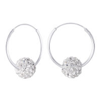 Silver thai Crystal ball silver hoop earringsต่างหูห่วงเงินแท้บอลคริสตัลใส่ออกงานเล่นไฟสวยหรือจะให้เป็นของขวัญก็สวยคะ