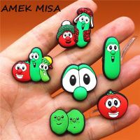 Fun Cartoon Potato Tomato Balsam Pear PVC Buckle Shoe Accessories Decorations Jibz for Croc Charms Shoes fit Bracelet Kids Gift