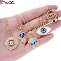 【YF】⊙✉☬  Turkish Jewelry Necklace Pendant CZ Stone Enamel Hamsa Hand Evil for Collier