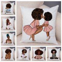 Fashion African Super Mama Cushion Cover Decor Black Women Pillowcase for Sofa Home Car Short Plush Pillow Case 45x45cm