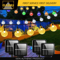 BAIMU 20LED พลังงานแสงอาทิตย์ลูกบอลคริสตัลสายไฟโคมไฟพลังงานแสงอาทิตย์ 5M ไฟนางฟ้าสำหรับวันหยุดปีใหม่บ้านกลางแจ้งสวนคริสต์มาสตกแต่ง