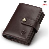 Vintage New RFID Blocking Money Belt Wallet Automatic Pop-up Credit Card Case Large Capacity Business Purse Cash Pocket for Men
