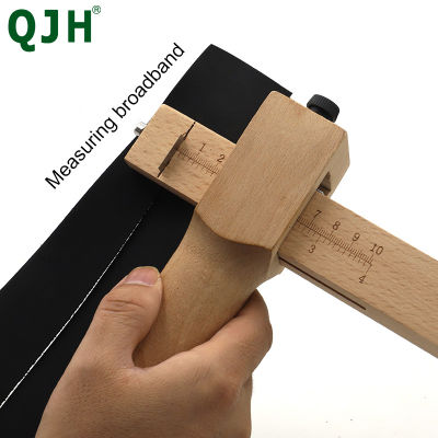 เครื่องตัดสายหนังแบบปรับได้ Leather Craft Strip Belt DIY Hand Cutting Wooden Strip Cutter With 5 Sharp Blades Leather Tools