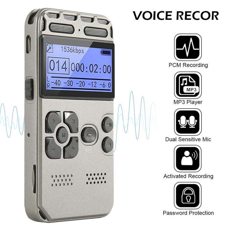 Digital LCD Audio Sound  Audio Sound Recorder Dictaphone+MP3 Player 64GB Max 