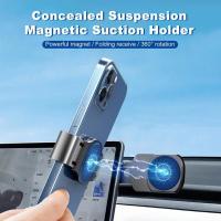 Magnetic Car Phone Holder Magnet Mobile Phone Stand For Tesla Center Console Dashboard Suspension Screen Hidden Support Y5L9 Car Mounts