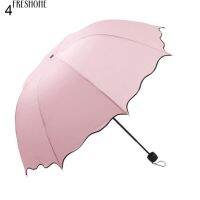 ****Freshone Lovely Women โลตัสใบอ่อนยูวีโดม Parasol กลางแจ้งอาทิตย์ ฝนพับร่ม