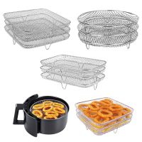 Roasting Rack 3-layers Stackable Grid Air Fryer Rack Stainless Steel Roasting Holder for Family Baking Outdoor Camping Barbecue