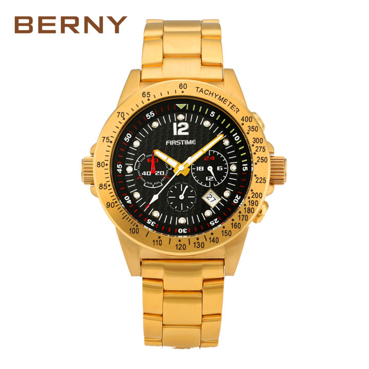 berny-นาฬิกาสำหรับผู้ชายควอตซ์กีฬานาฬิกาข้อมือโครโนกราฟชายส่องสว่างปฏิทิน-divers-นาฬิกาโกลเด้น10atm-rel-gio-masculino