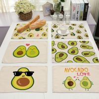 【CW】☾❀  1Pcs Avocado Cotton Pattern Placemat Coaster Bowl Cup Dining Table Mats 42x32cm MP0096