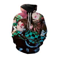 Sudadera con capucha de Anime Demon Slayer para hombre y mujer, suéter con estampado 3D de Kimetsu No Yaiba, chaquetas de gran tamaño a la moda, abrigos para niños y niñas